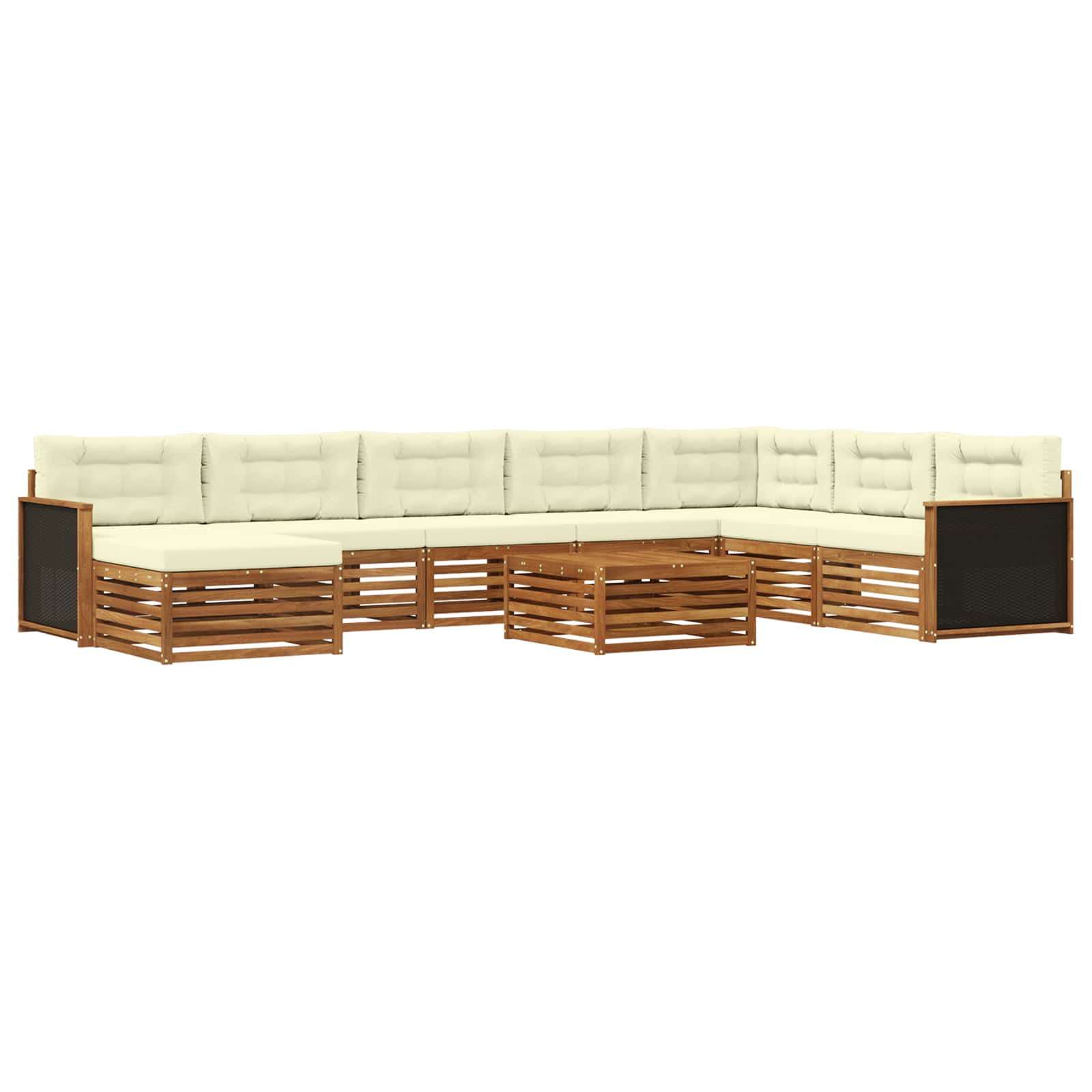 Outdoor-Sofagarnitur 9 pcs Natur und Creme Massivholz Akazie