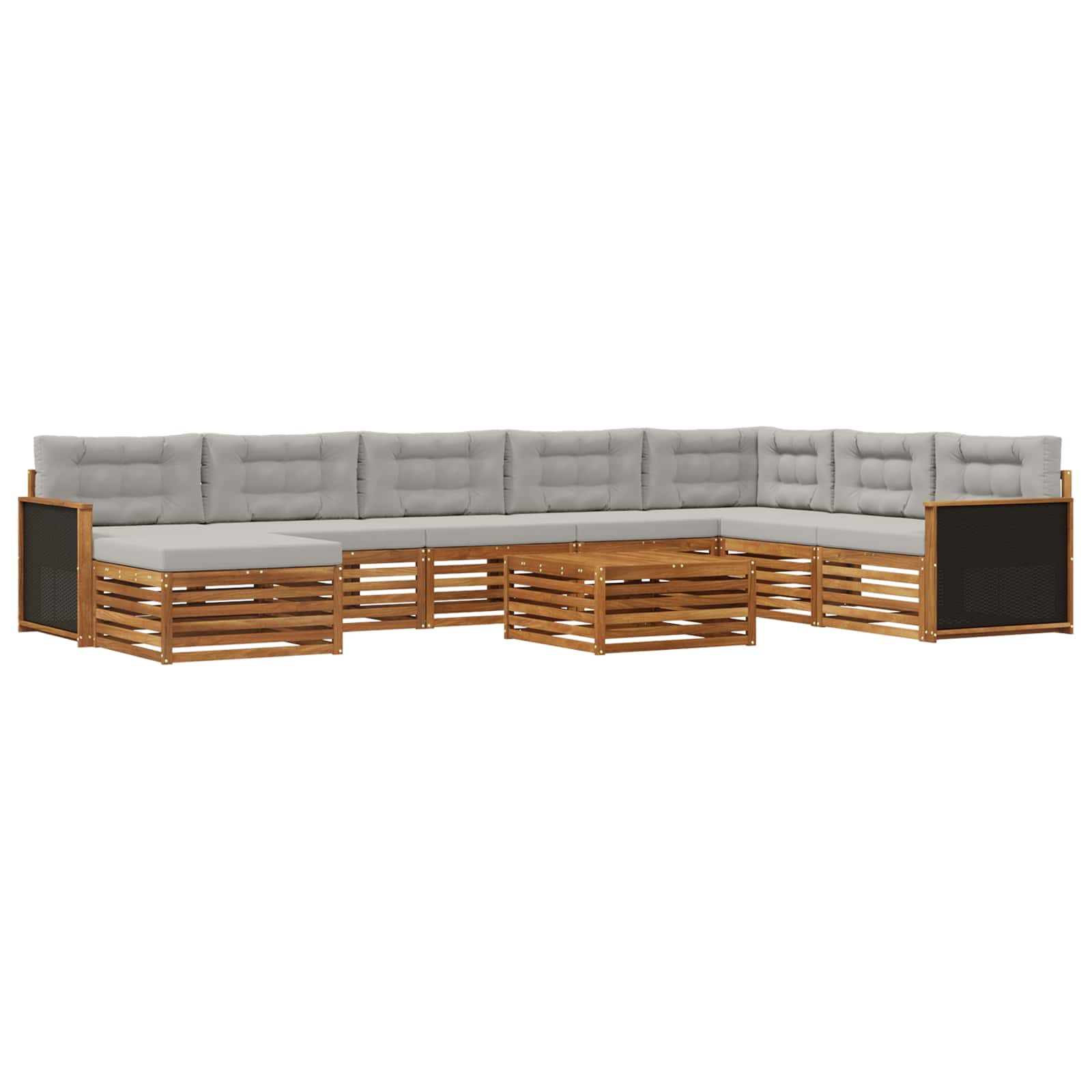 Outdoor-Sofagarnitur mit Kissen 9 pcs Natürlich und Hellgrau
