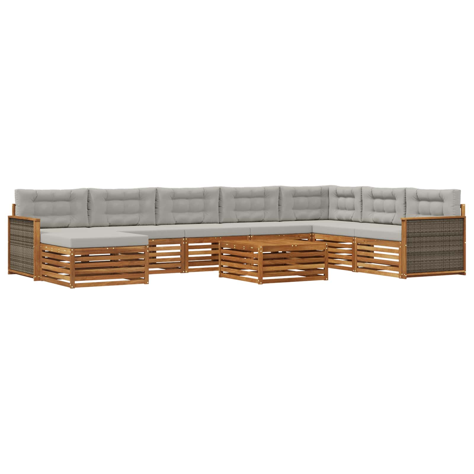 Outdoor-Sofagarnitur mit Kissen 9 pcs Natürlich und Hellgrau