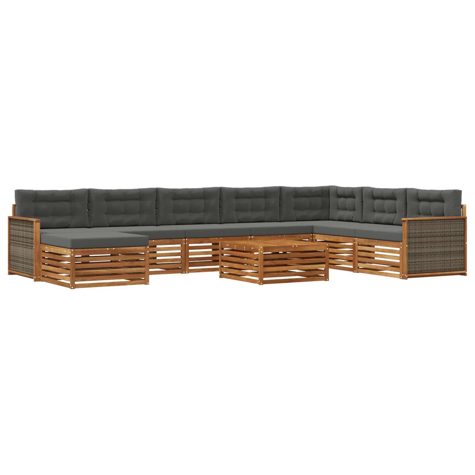 Outdoor-Sofagarnitur mit Kissen 9 pcs Natur und Anthrazit