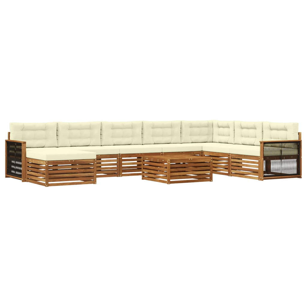 Outdoor-Sofagarnitur 9 pcs Natur und Creme Massivholz Akazie