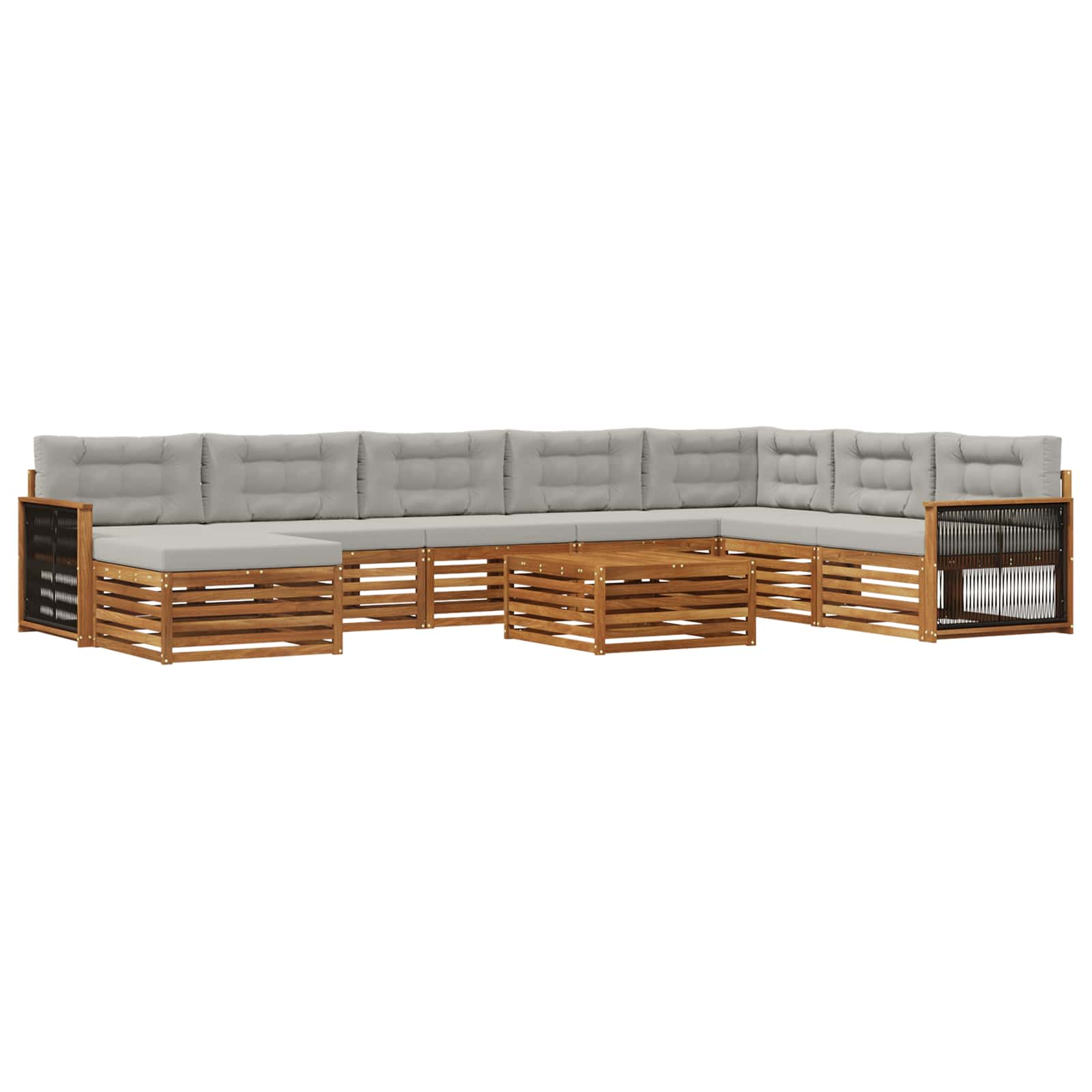 Outdoor-Sofagarnitur mit Kissen 9 pcs Natürlich und Hellgrau