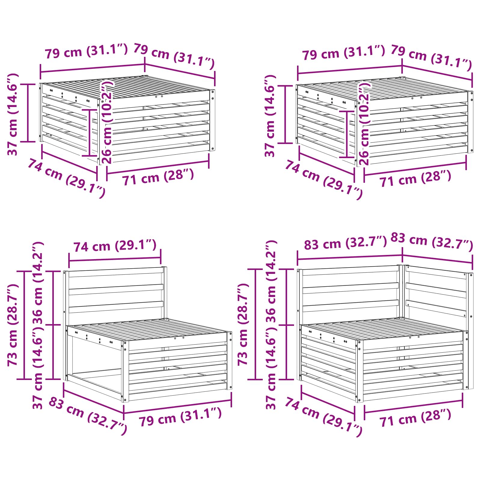 Outdoor-Sofagarnitur 9 pcs Natur Massivholz Akazie