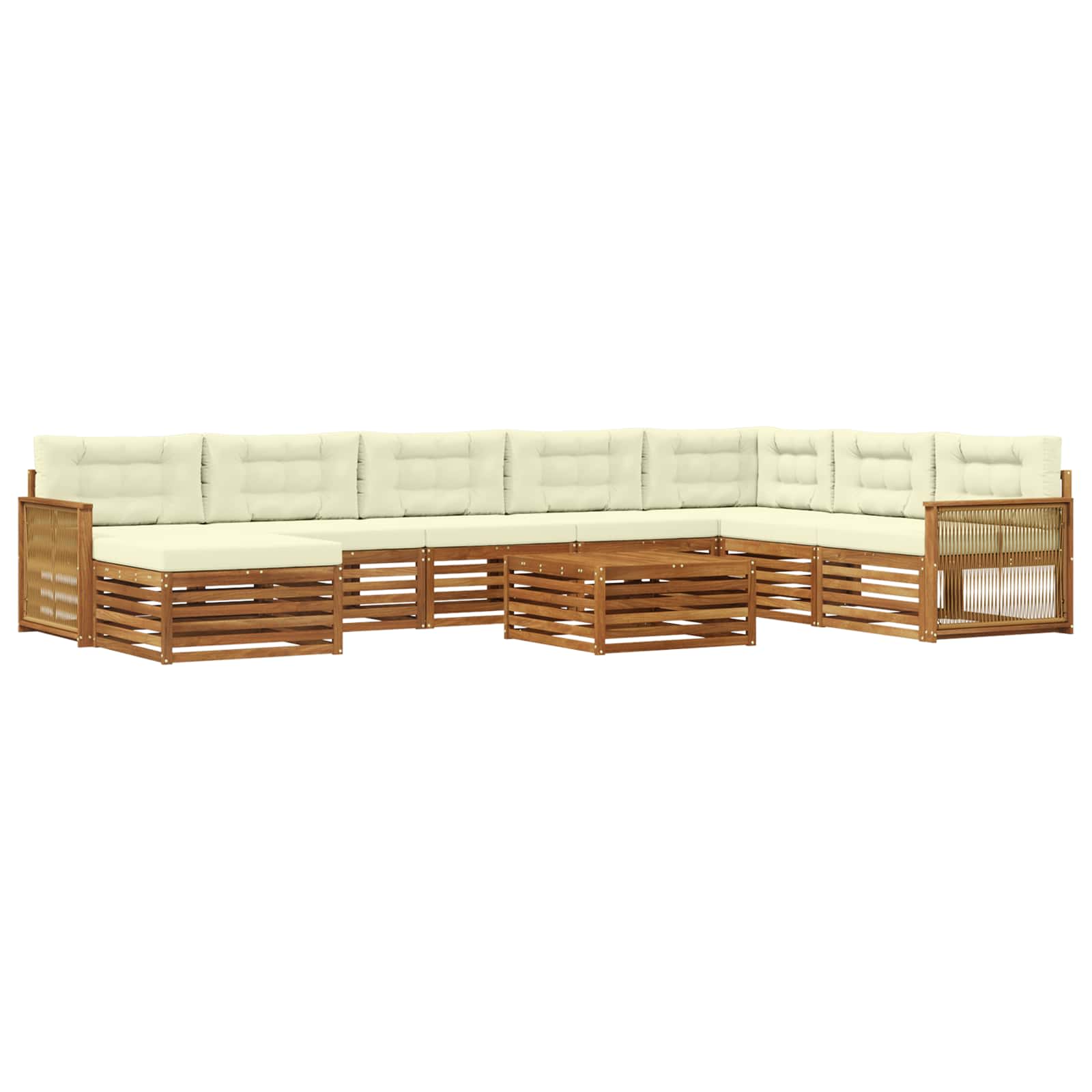 Outdoor-Sofagarnitur 9 pcs Natur und Creme Massivholz Akazie