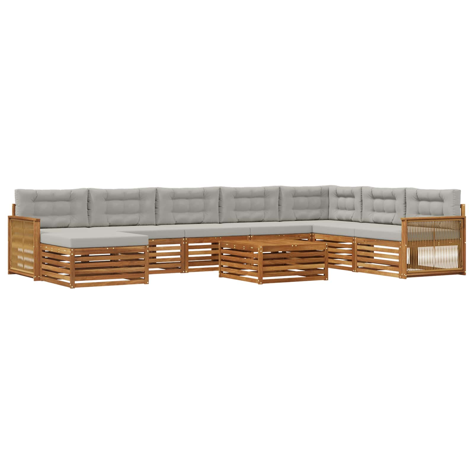 Outdoor-Sofagarnitur mit Kissen 9 pcs Natürlich und Hellgrau