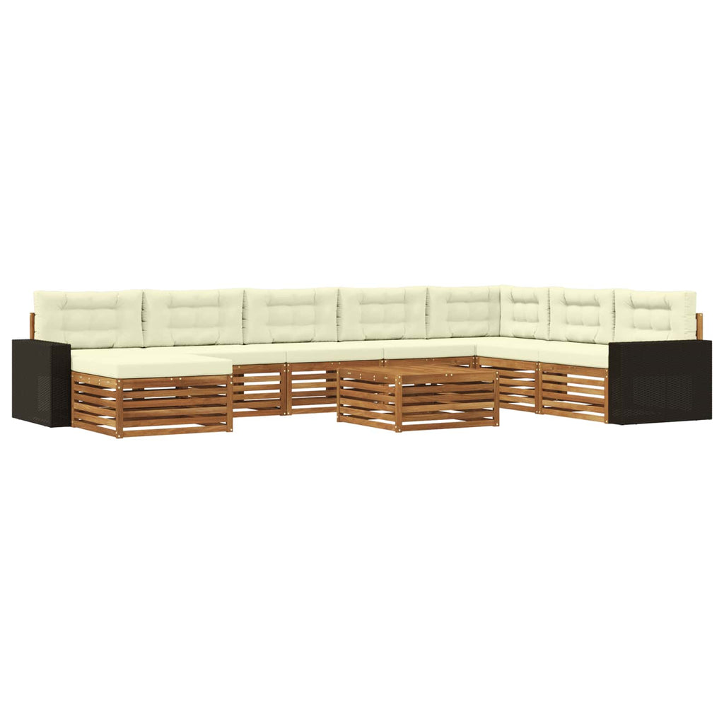 Outdoor-Sofagarnitur 9 pcs Natur und Creme Massivholz Akazie