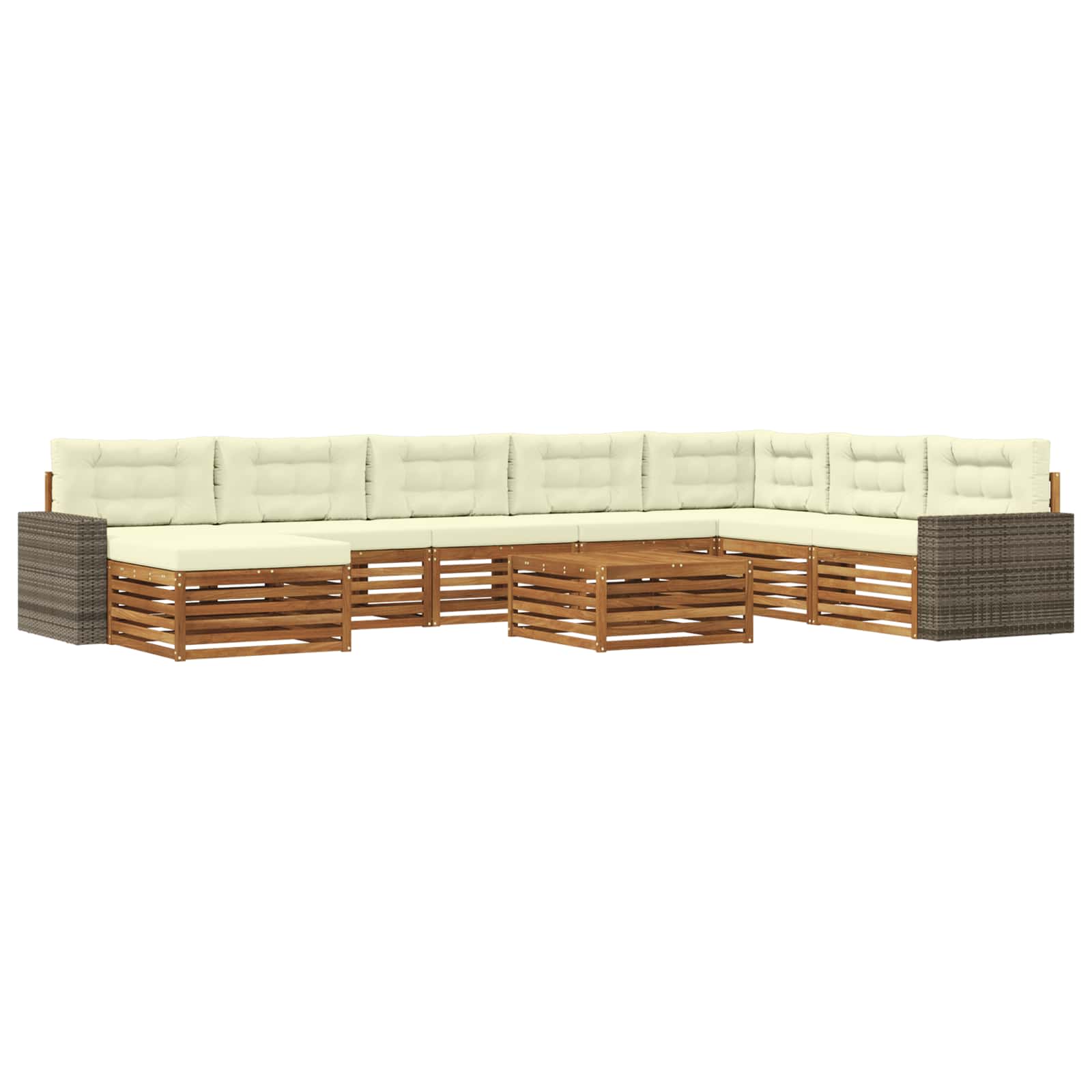 Outdoor-Sofagarnitur 9 pcs Natur und Creme Massivholz Akazie