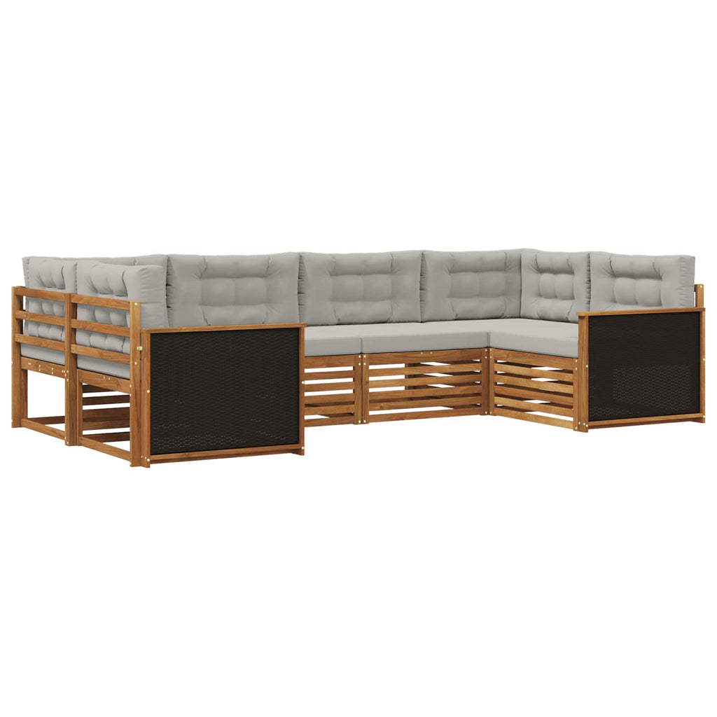 Outdoor-Sofagarnitur mit Kissen 6 pcs Natürlich und Hellgrau