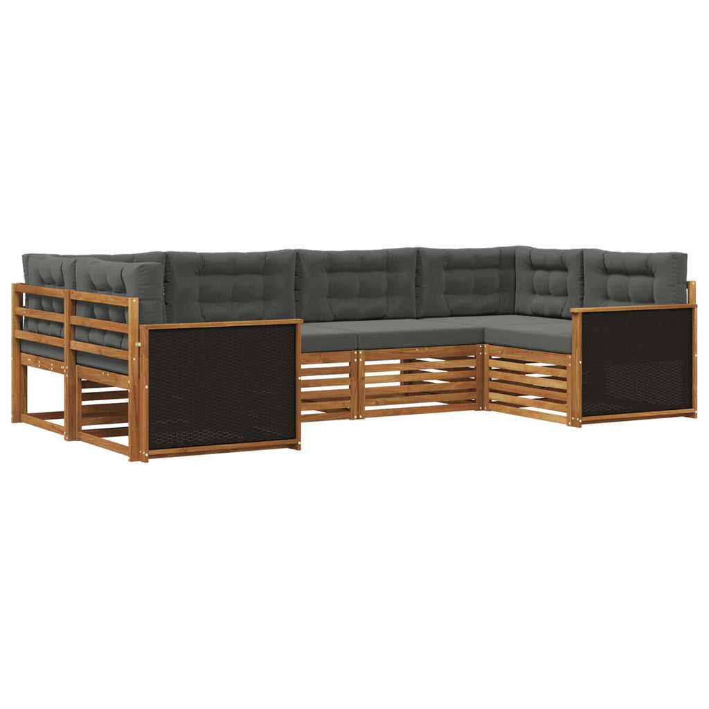 Outdoor-Sofagarnitur mit Kissen 6 pcs Natur und Anthrazit