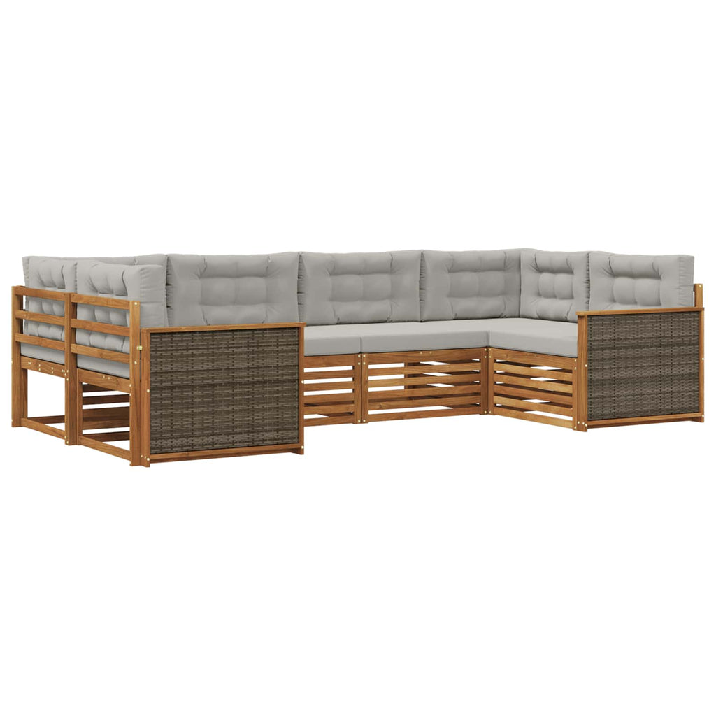 Outdoor-Sofagarnitur mit Kissen 6 pcs Natürlich und Hellgrau