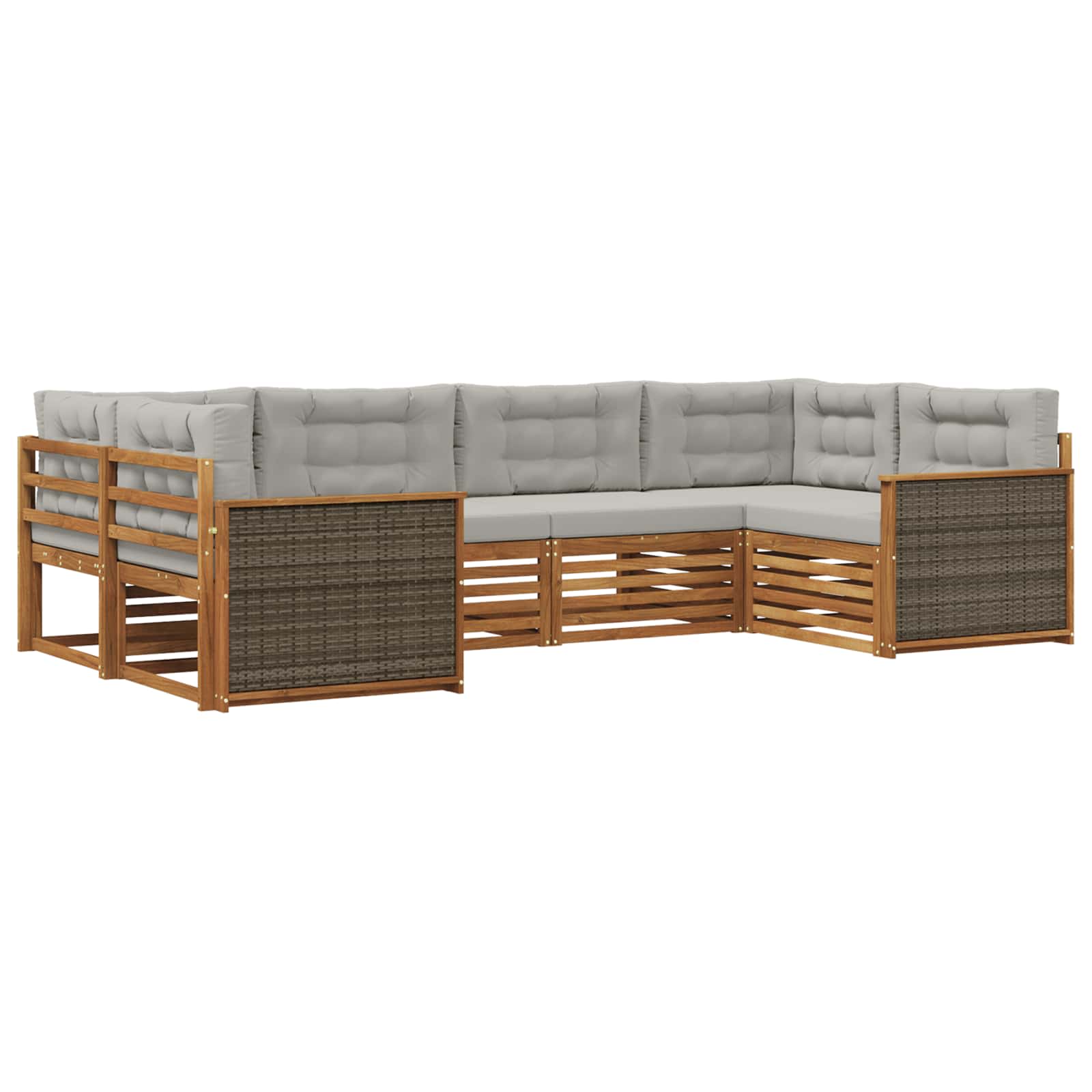 Outdoor-Sofagarnitur mit Kissen 6 pcs Natürlich und Hellgrau
