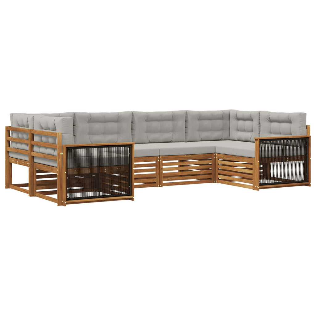 Outdoor-Sofagarnitur mit Kissen 6 pcs Natürlich und Hellgrau