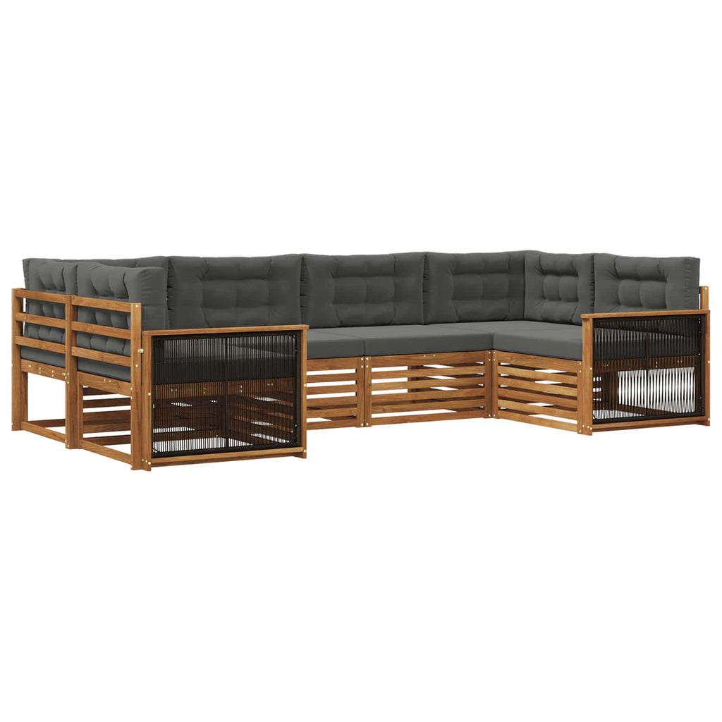 Outdoor-Sofagarnitur mit Kissen 6 pcs Natur und Anthrazit