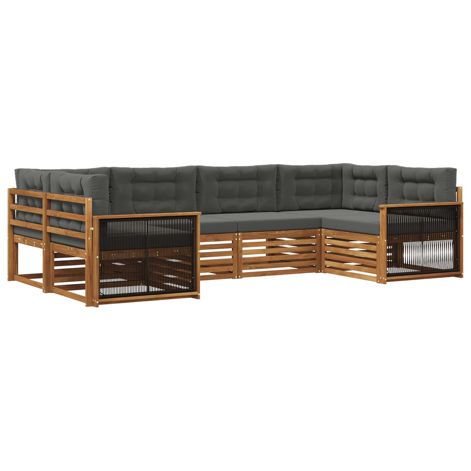 Outdoor-Sofagarnitur mit Kissen 6 pcs Natur und Anthrazit