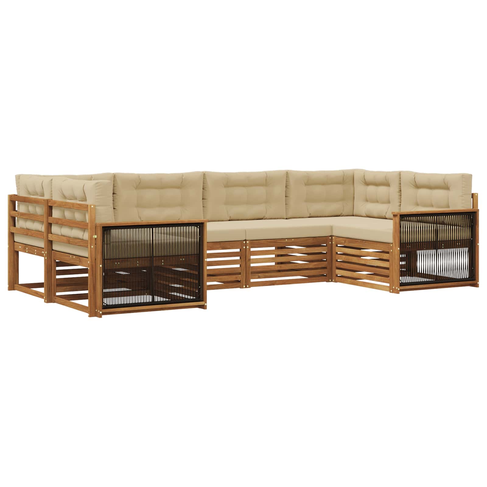 Outdoor-Sofagarnitur mit Kissen 6 pcs Natur und Beige