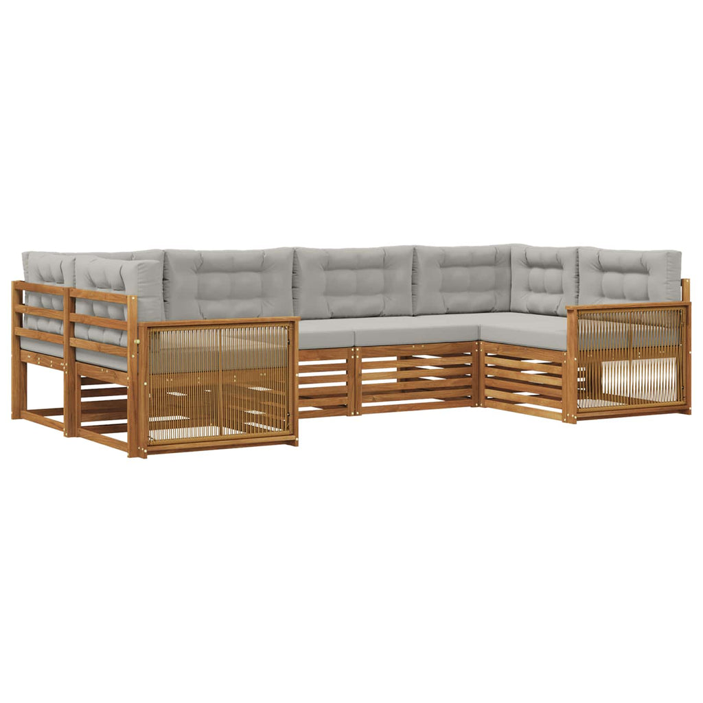 Outdoor-Sofagarnitur mit Kissen 6 pcs Natürlich und Hellgrau