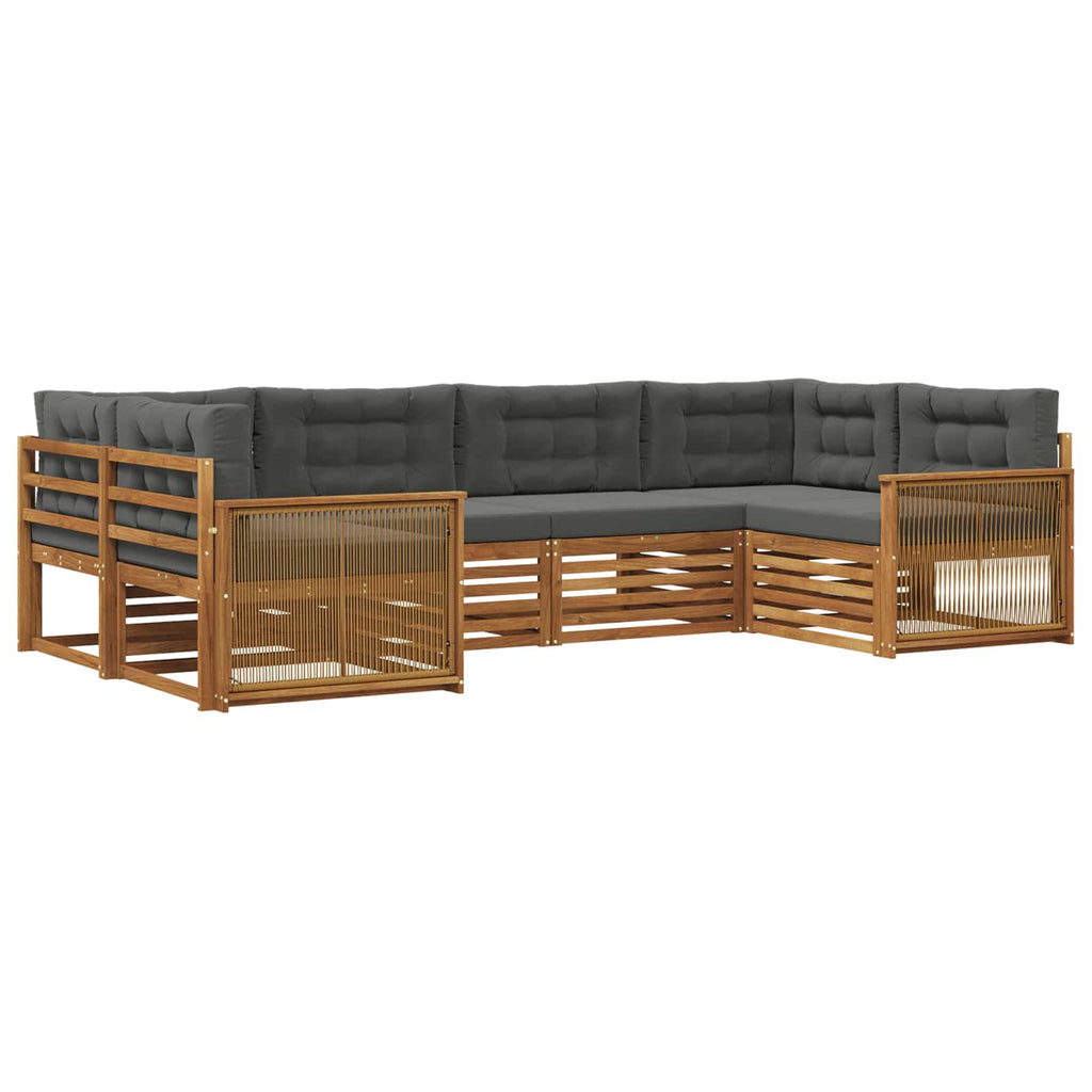 Outdoor-Sofagarnitur mit Kissen 6 pcs Natur und Anthrazit