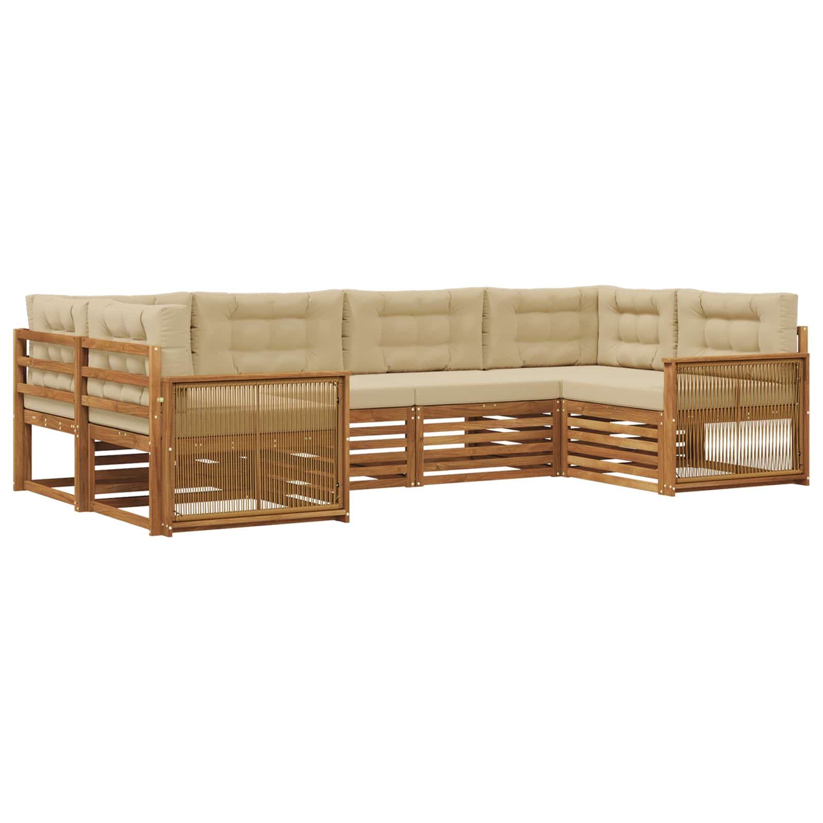 Outdoor-Sofagarnitur mit Kissen 6 pcs Natur und Beige