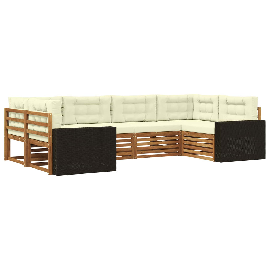 Outdoor-Sofagarnitur mit Kissen 6 pcs Natur und Creme