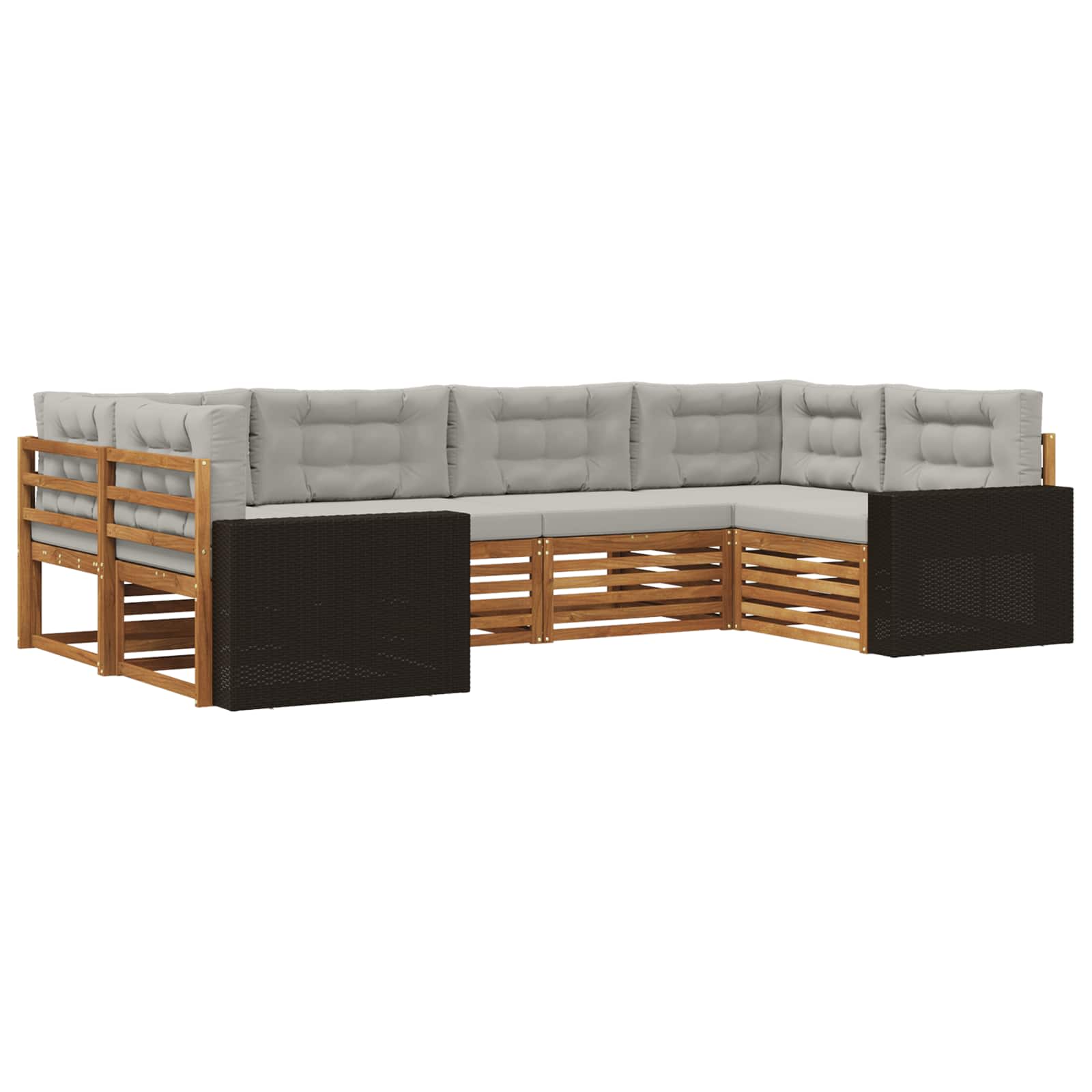 Outdoor-Sofagarnitur mit Kissen 6 pcs Natürlich und Hellgrau