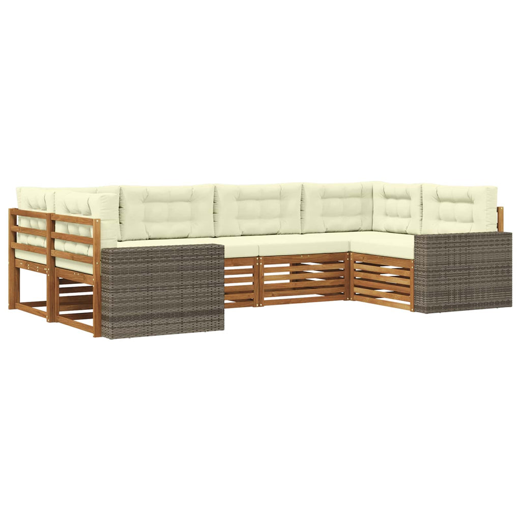 Outdoor-Sofagarnitur mit Kissen 6 pcs Natur und Creme