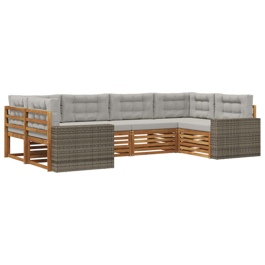 Outdoor-Sofagarnitur mit Kissen 6 pcs Natürlich und Hellgrau