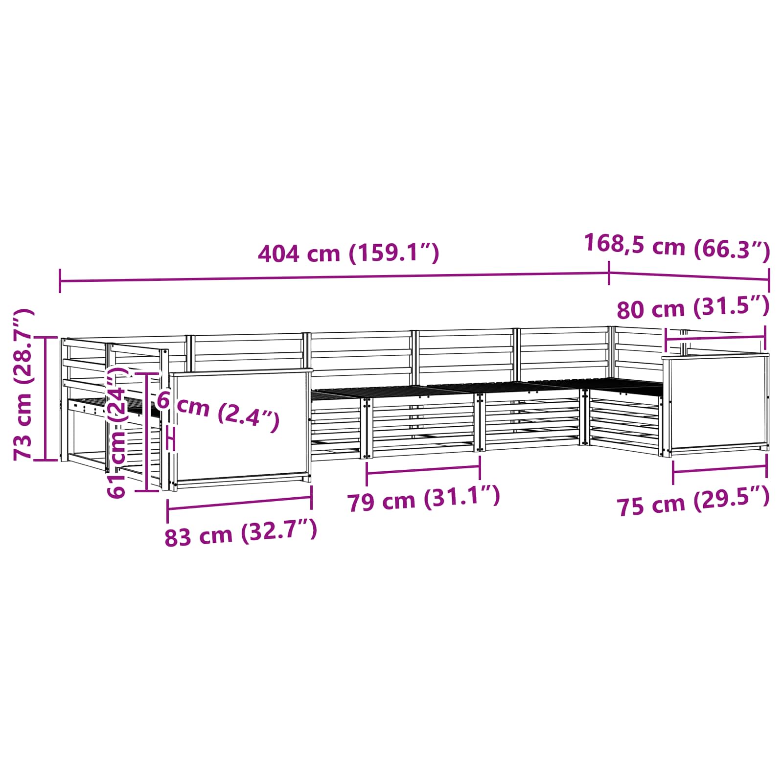 Outdoor-Sofagarnitur 7 pcs Natur
