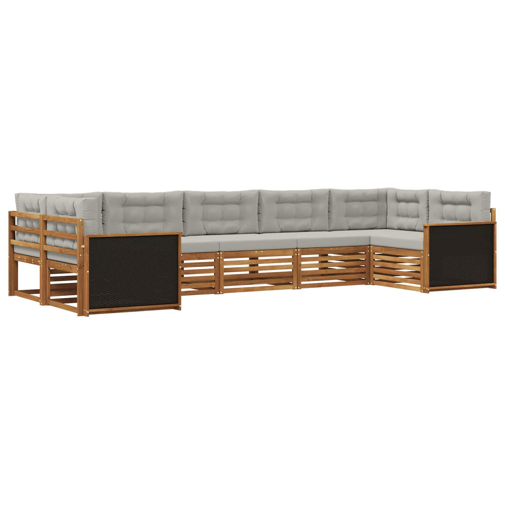 Outdoor-Sofagarnitur mit Kissen 7 pcs Natürlich und Hellgrau