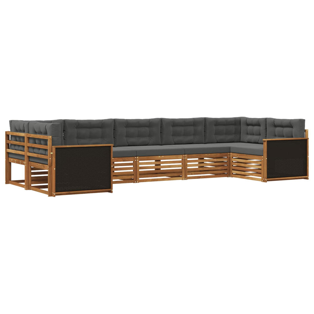 Outdoor-Sofagarnitur mit Kissen 7 pcs Natur und Anthrazit