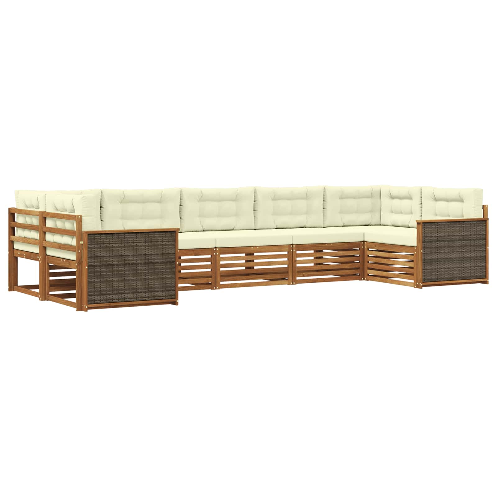 Outdoor-Sofagarnitur mit Kissen 7 pcs Natur und Creme