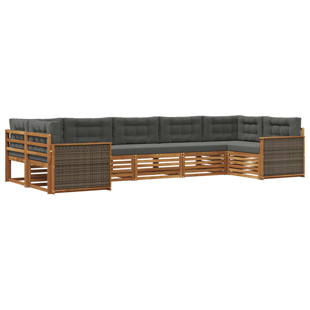 Outdoor-Sofagarnitur mit Kissen 7 pcs Natur und Anthrazit