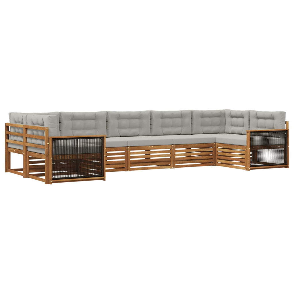 Outdoor-Sofagarnitur mit Kissen 7 pcs Natürlich und Hellgrau