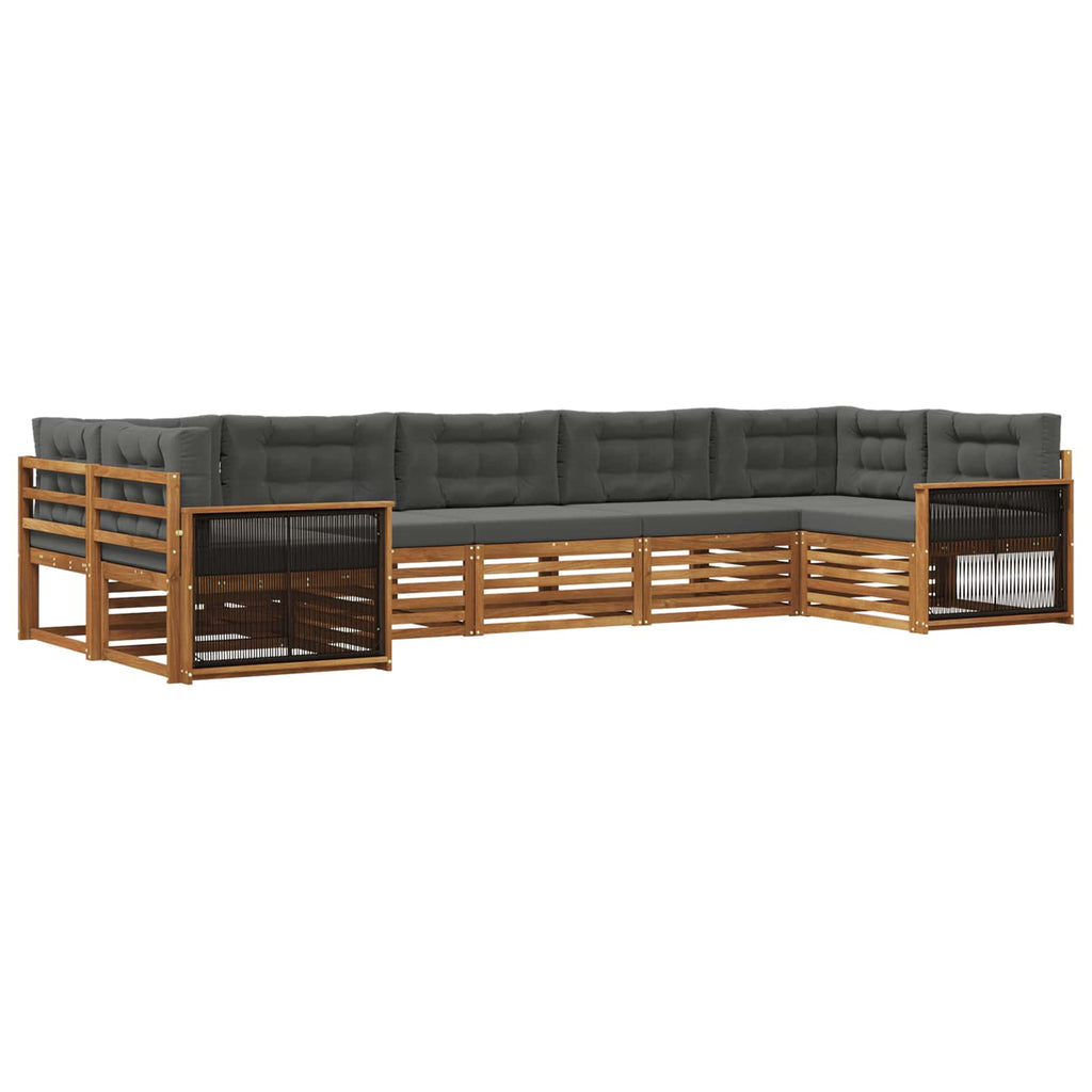 Outdoor-Sofagarnitur mit Kissen 7 pcs Natur und Anthrazit