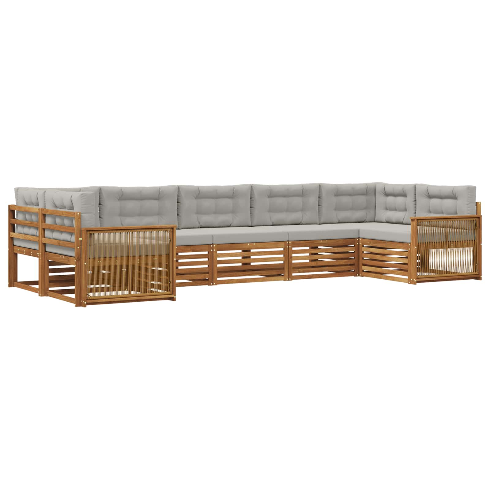 Outdoor-Sofagarnitur mit Kissen 7 pcs Natürlich und Hellgrau