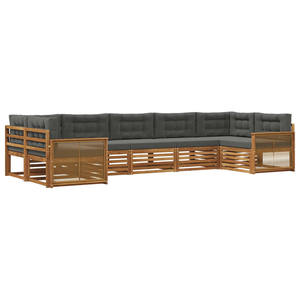 Outdoor-Sofagarnitur mit Kissen 7 pcs Natur und Anthrazit