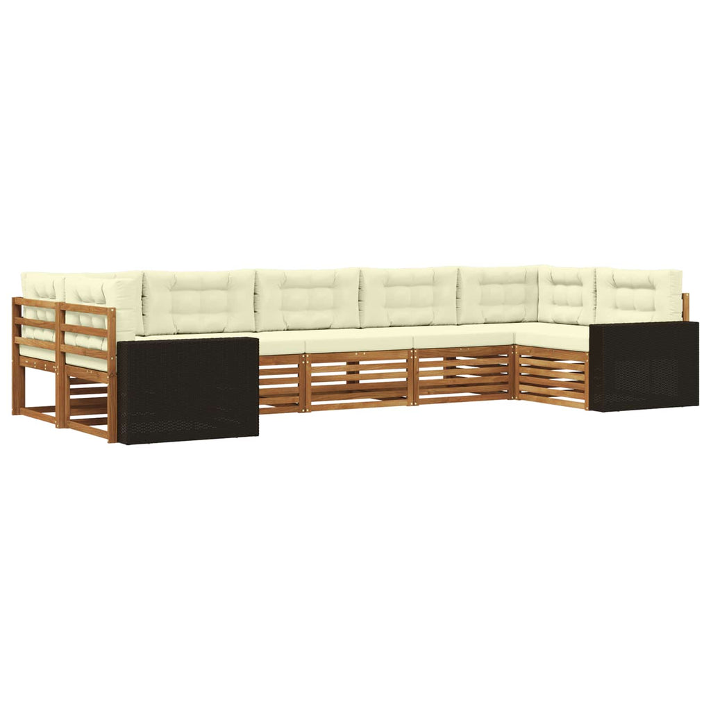 Outdoor-Sofagarnitur mit Kissen 7 pcs Natur und Creme