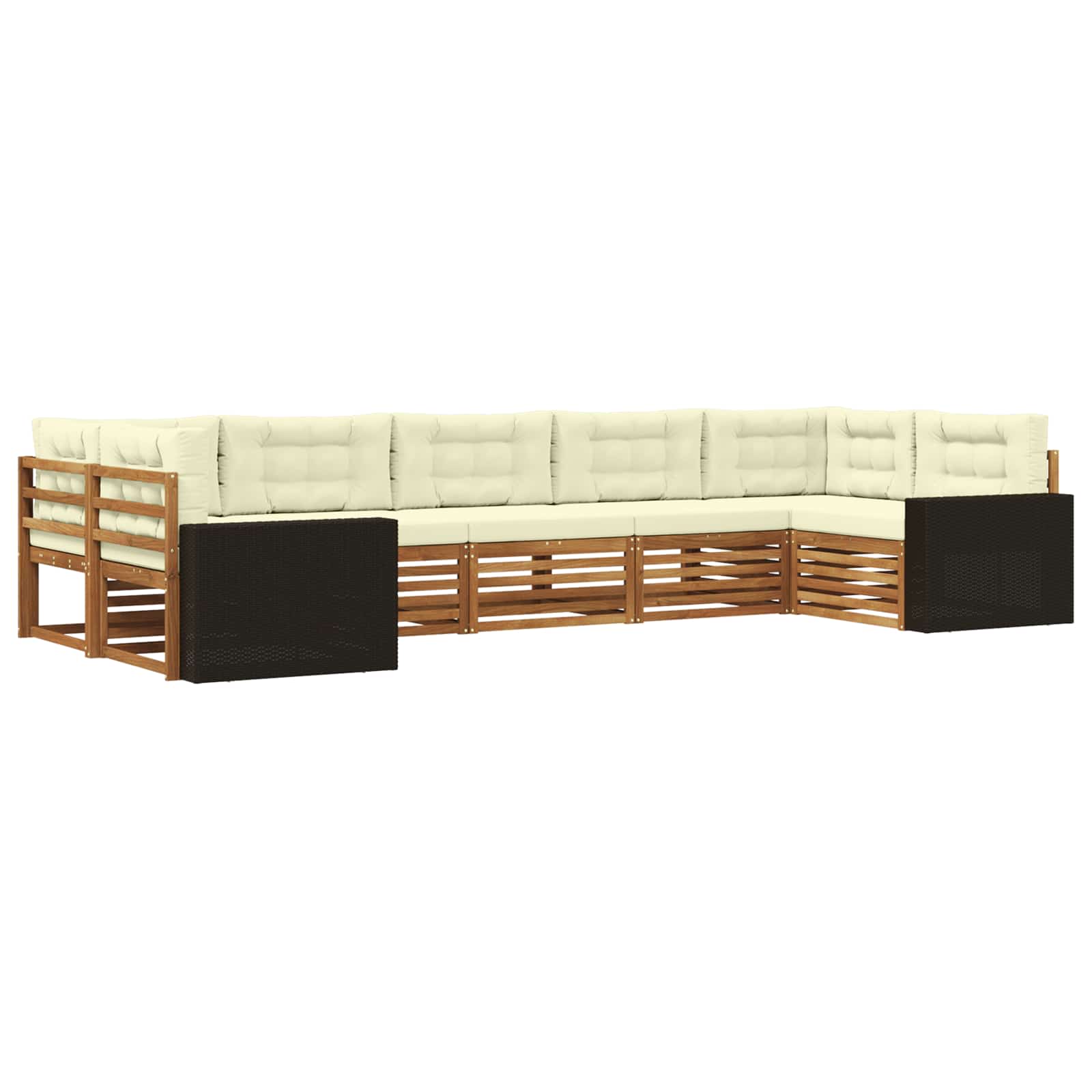 Outdoor-Sofagarnitur mit Kissen 7 pcs Natur und Creme