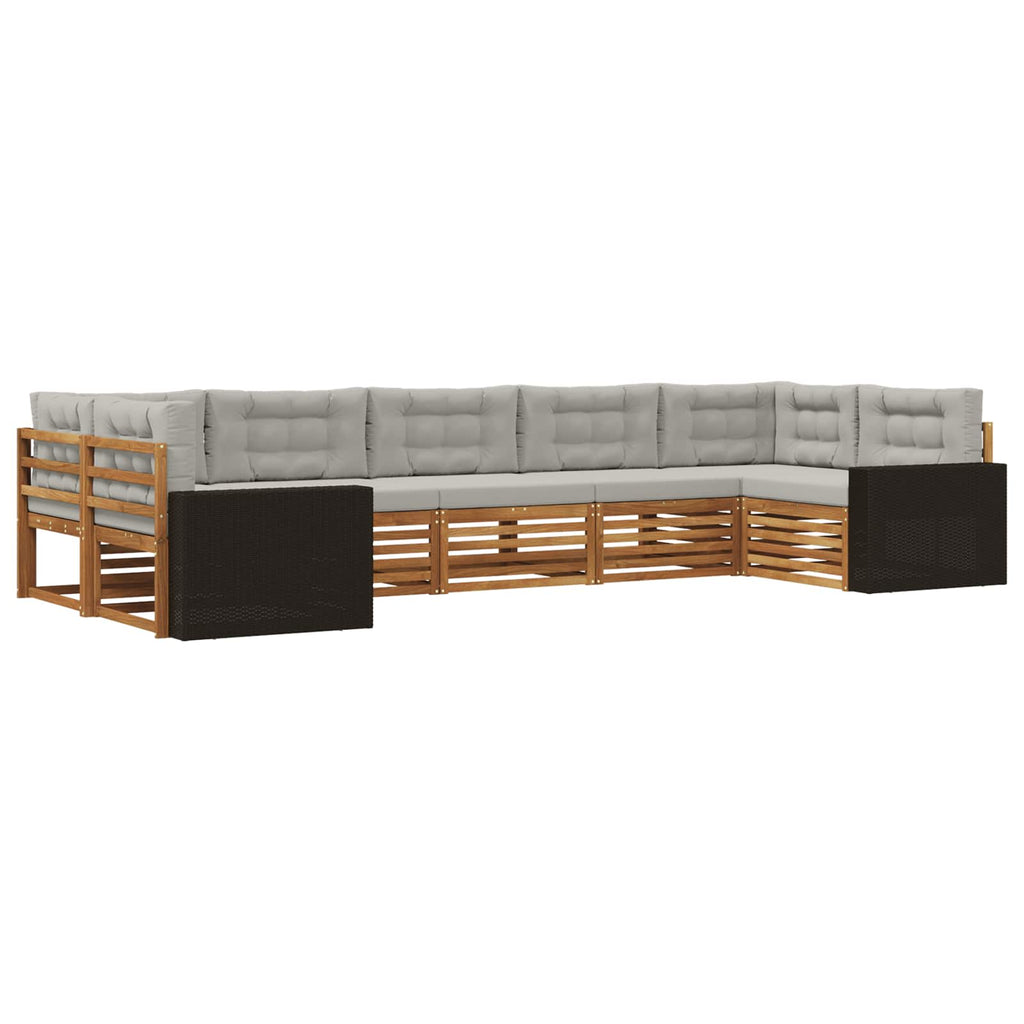 Outdoor-Sofagarnitur mit Kissen 7 pcs Natürlich und Hellgrau