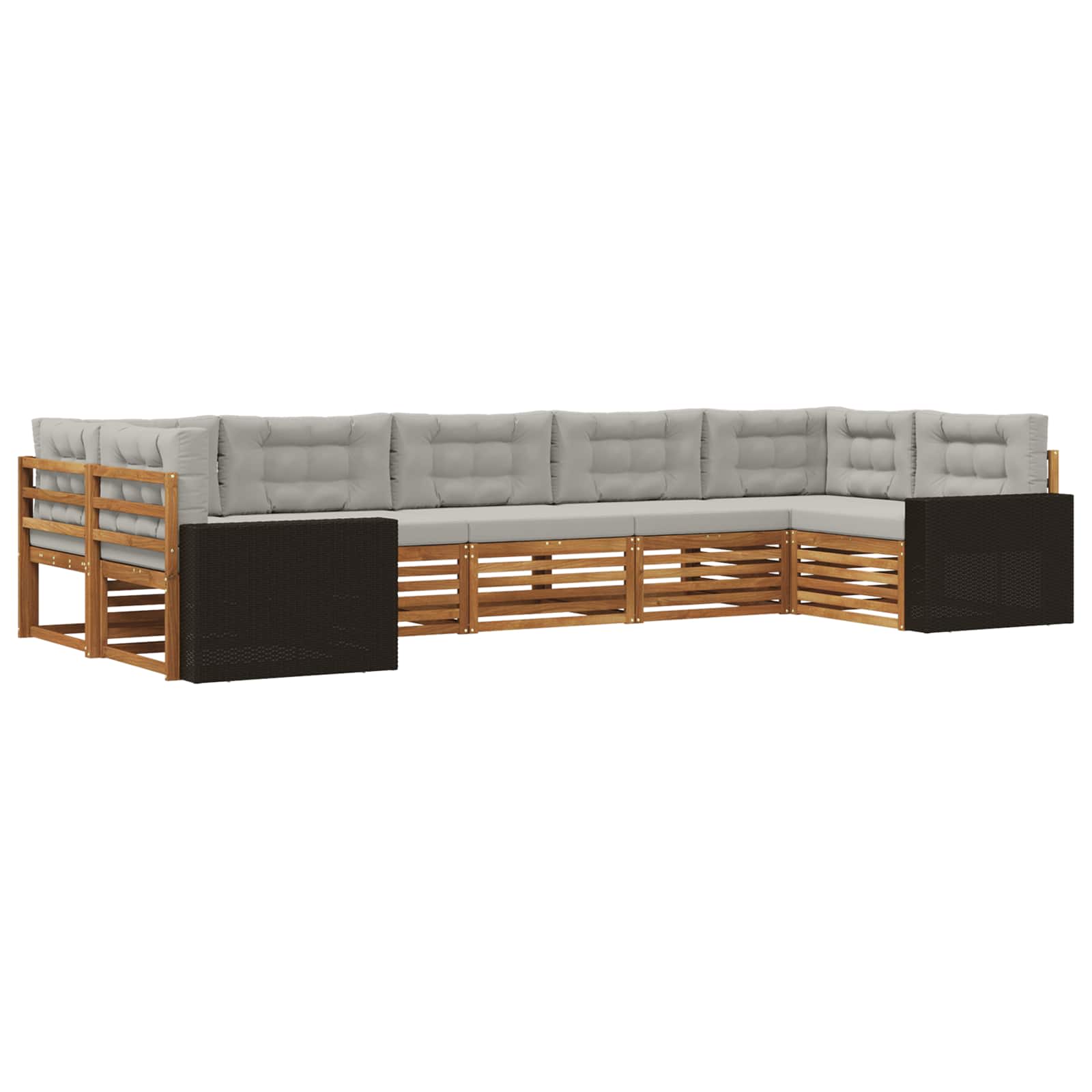 Outdoor-Sofagarnitur mit Kissen 7 pcs Natürlich und Hellgrau