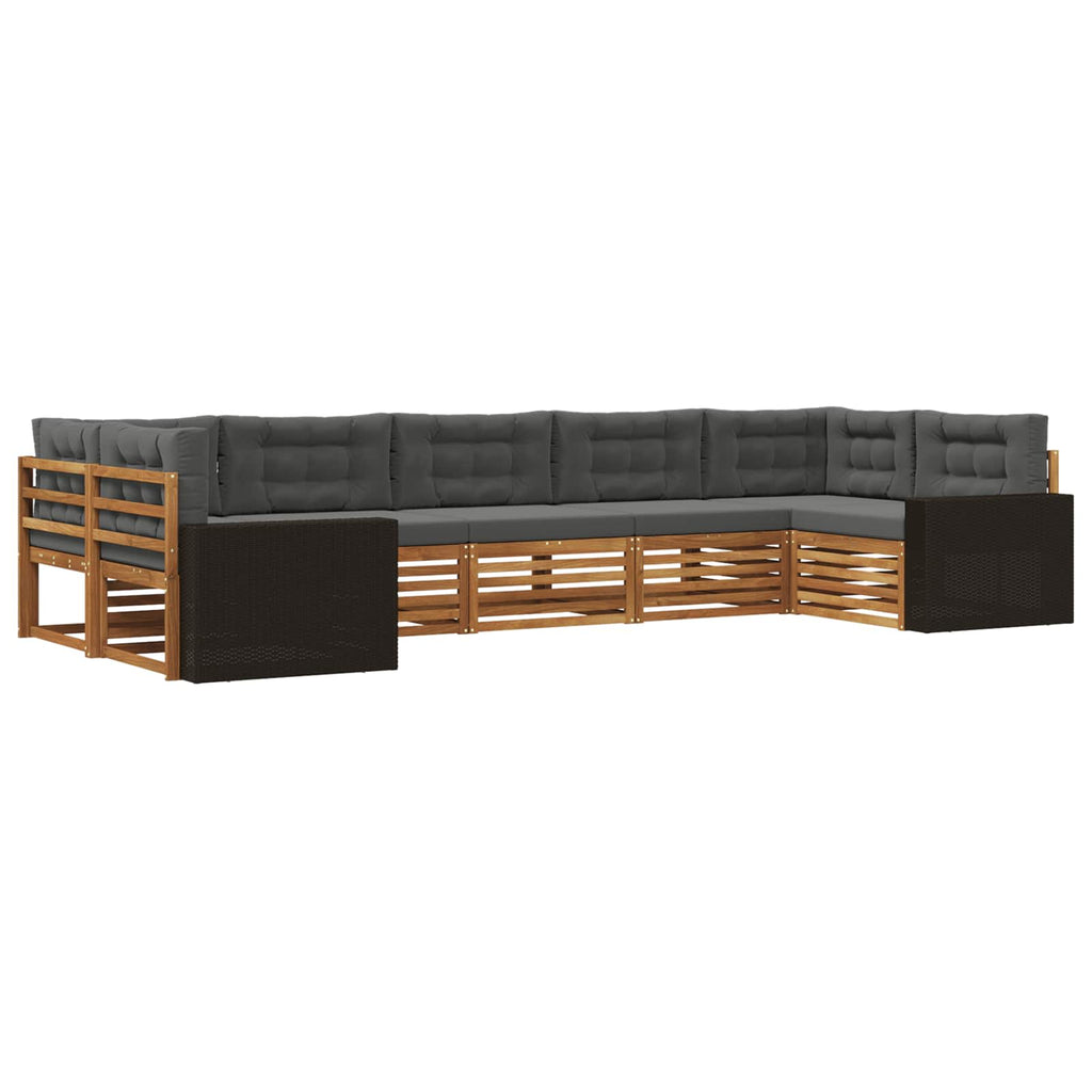 Outdoor-Sofagarnitur mit Kissen 7 pcs Natur und Anthrazit