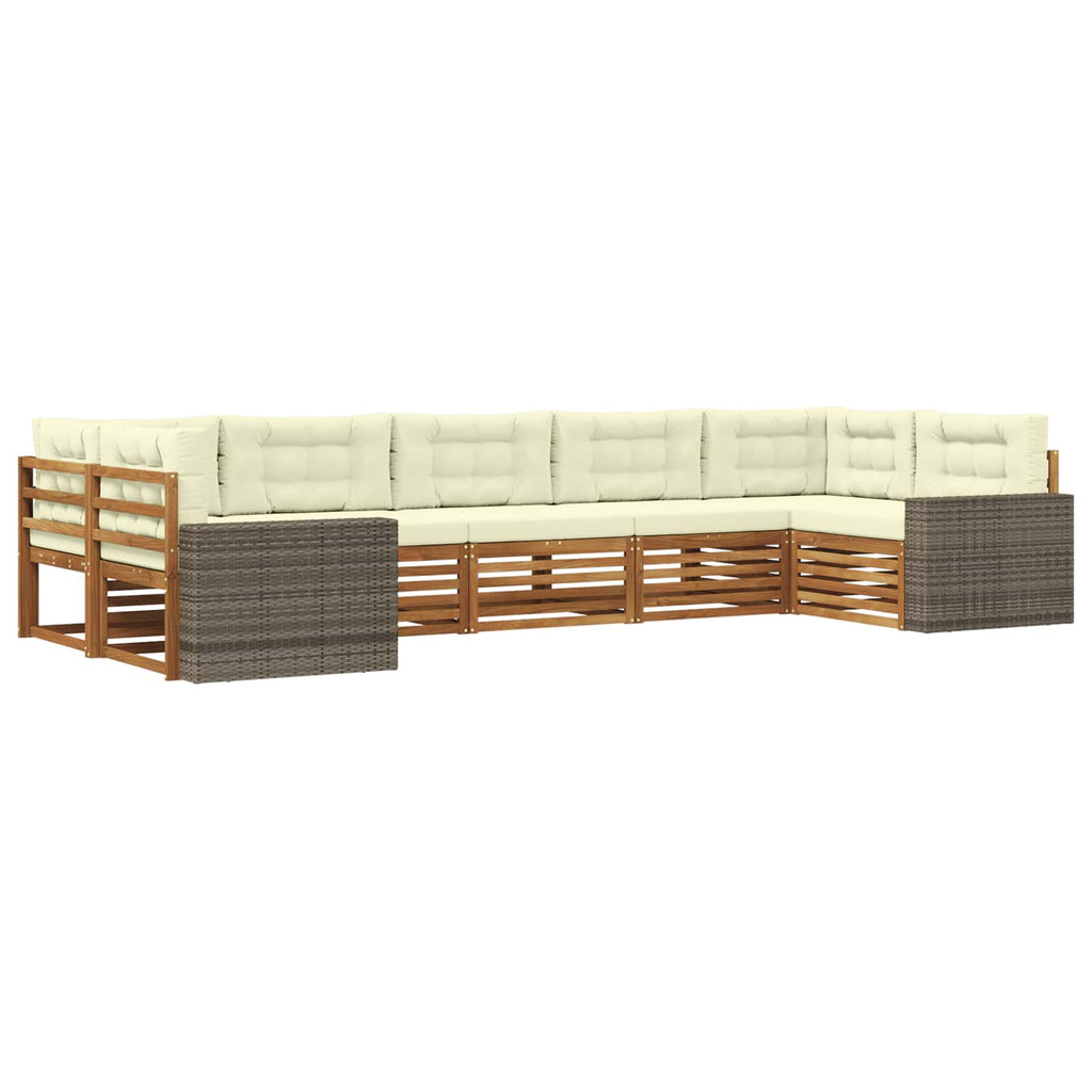 Outdoor-Sofagarnitur mit Kissen 7 pcs Natur und Creme