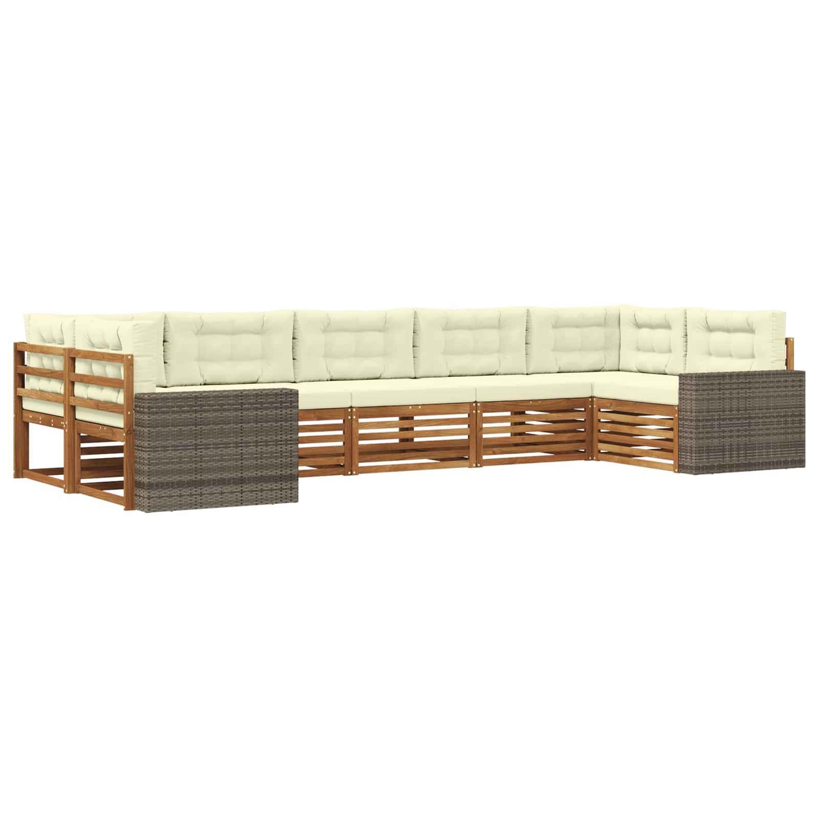 Outdoor-Sofagarnitur mit Kissen 7 pcs Natur und Creme