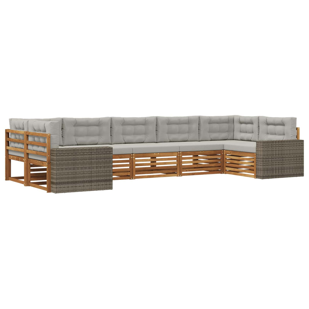 Outdoor-Sofagarnitur mit Kissen 7 pcs Natürlich und Hellgrau