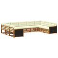 Outdoor-Sofagarnitur 9 pcs Natur und Creme Massivholz Akazie