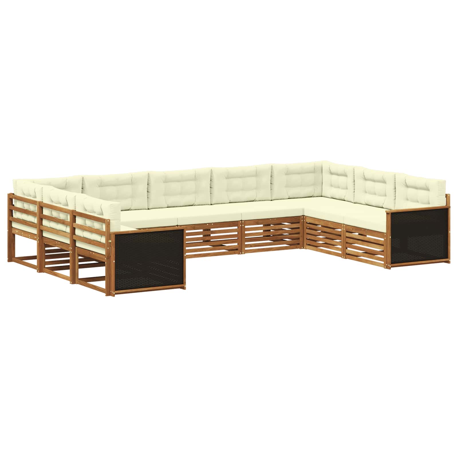 Outdoor-Sofagarnitur 9 pcs Natur und Creme Massivholz Akazie