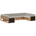 Outdoor-Sofagarnitur mit Kissen 9 pcs Natürlich und Hellgrau