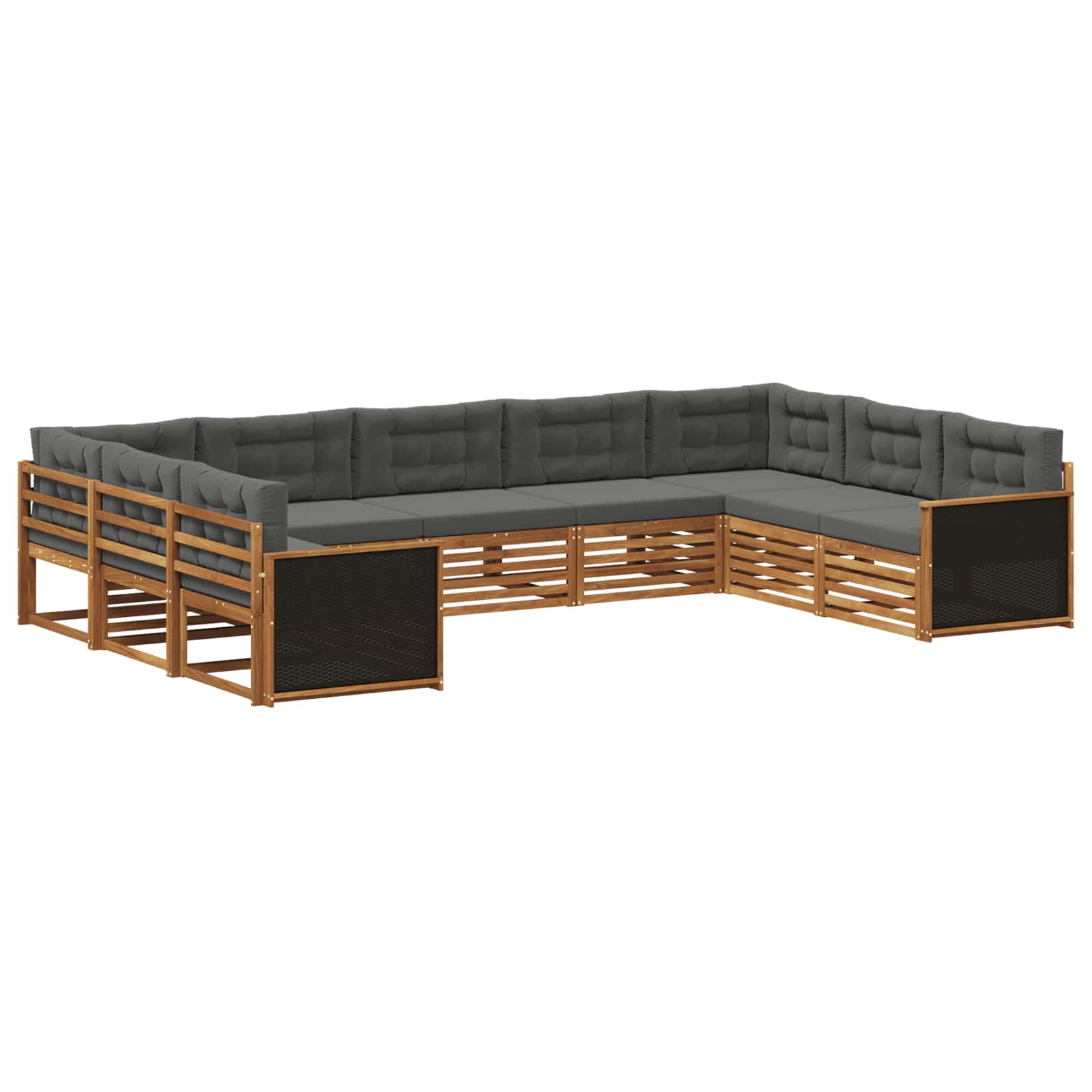 Outdoor-Sofagarnitur mit Kissen 9 pcs Natur und Anthrazit