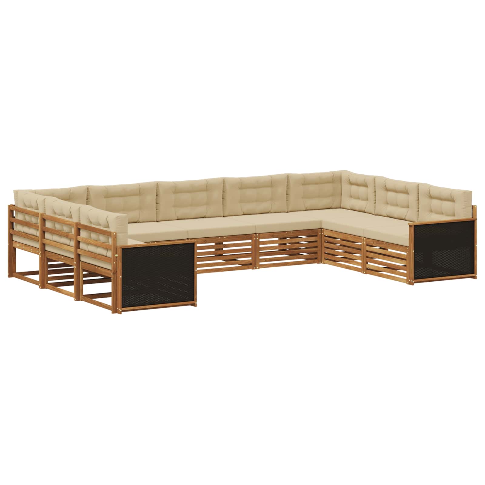 Outdoor-Sofagarnitur 9 pcs Natur und Beige Massivholz Akazie