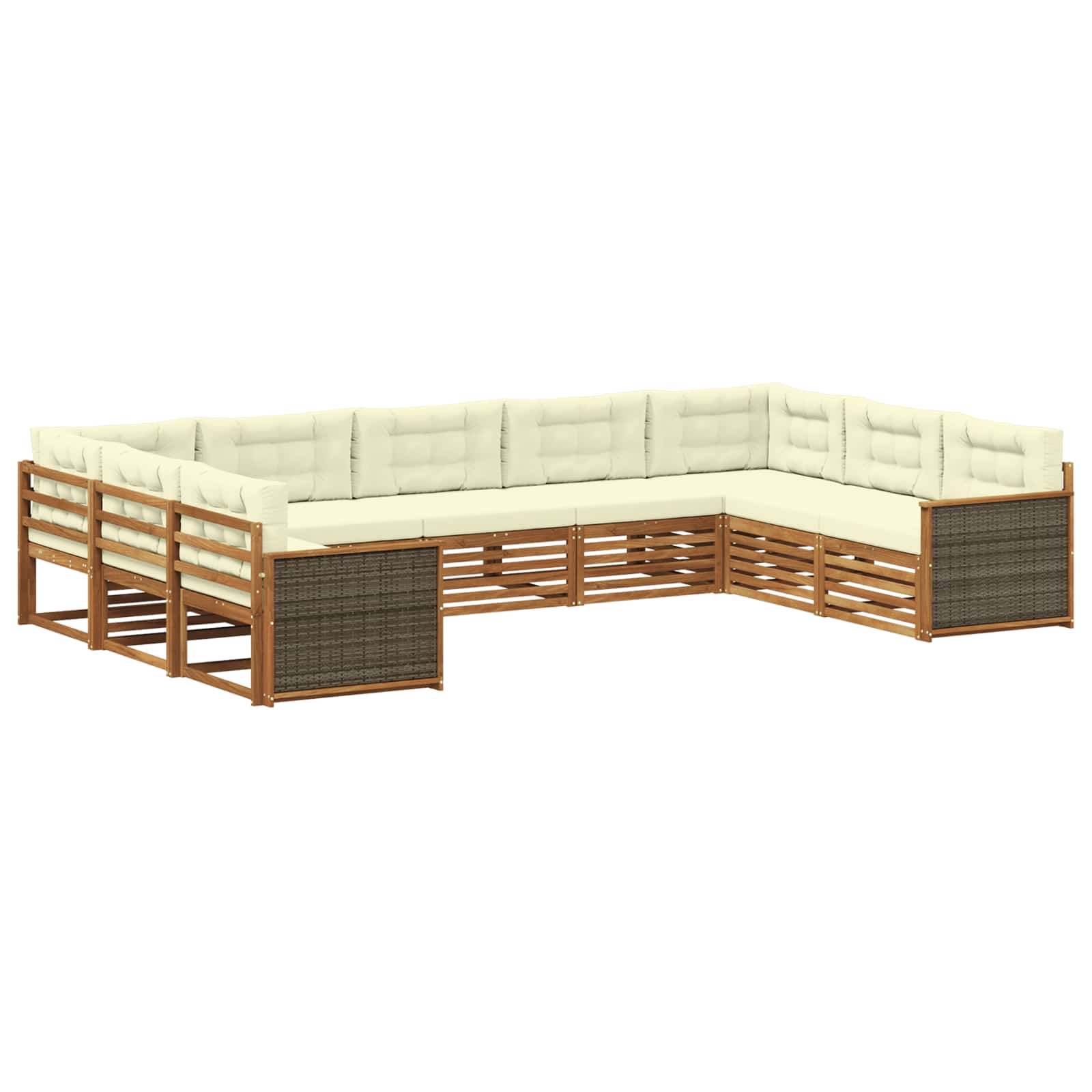 Outdoor-Sofagarnitur 9 pcs Natur und Creme Massivholz Akazie