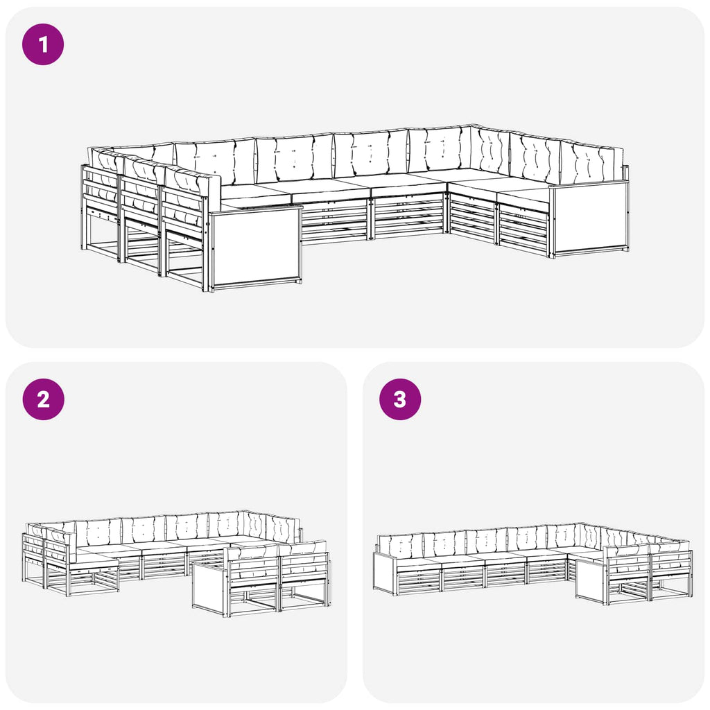 Outdoor-Sofagarnitur mit Kissen 9 pcs Natürlich und Hellgrau